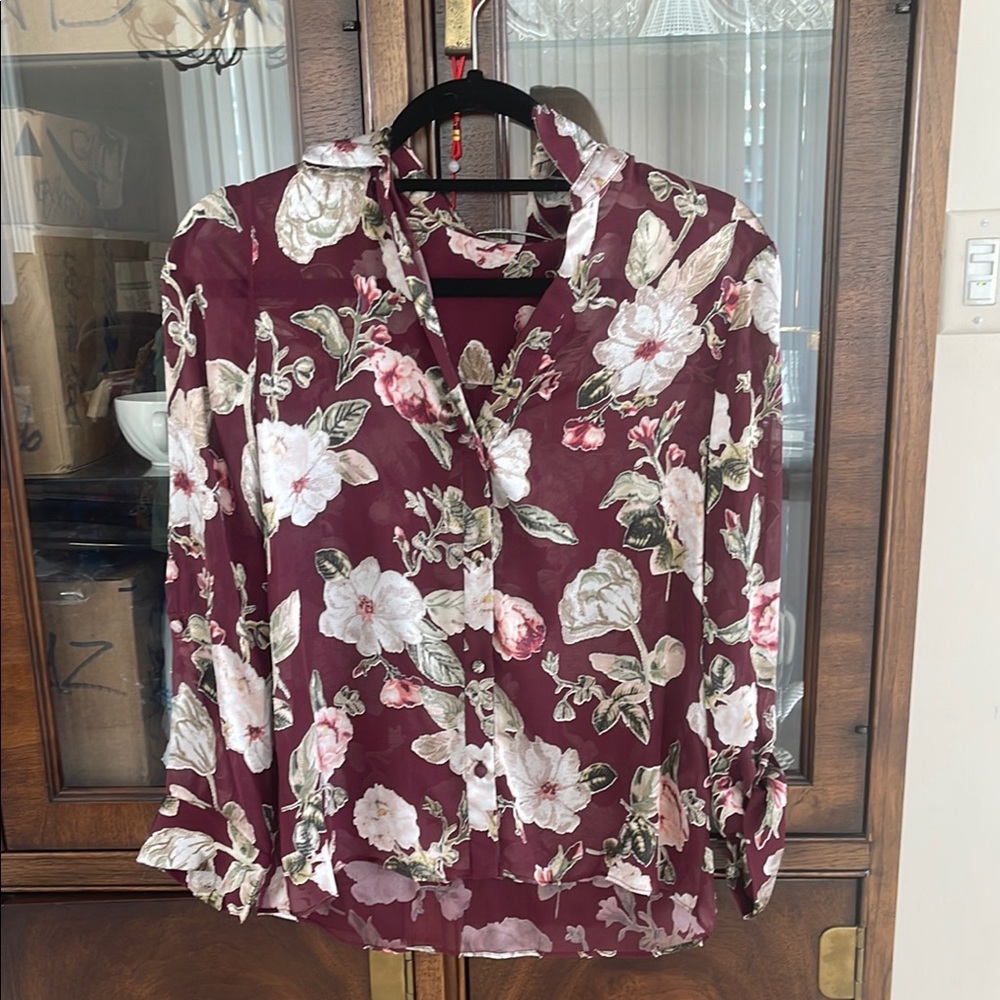Floral Burgundy Blouse Alice + Olivia